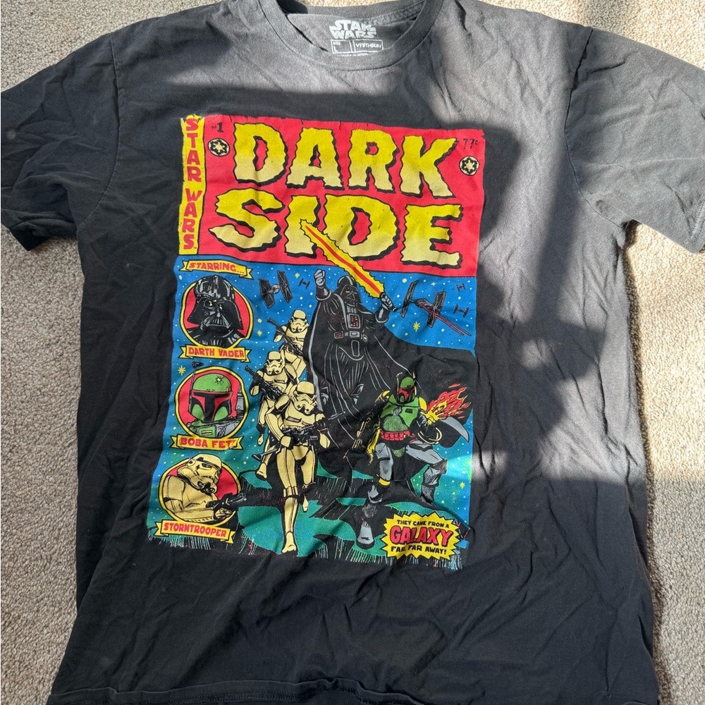 Fifth Sun Black Star Wars "Dark Side" Graphic Tee with Red & Yellow Print